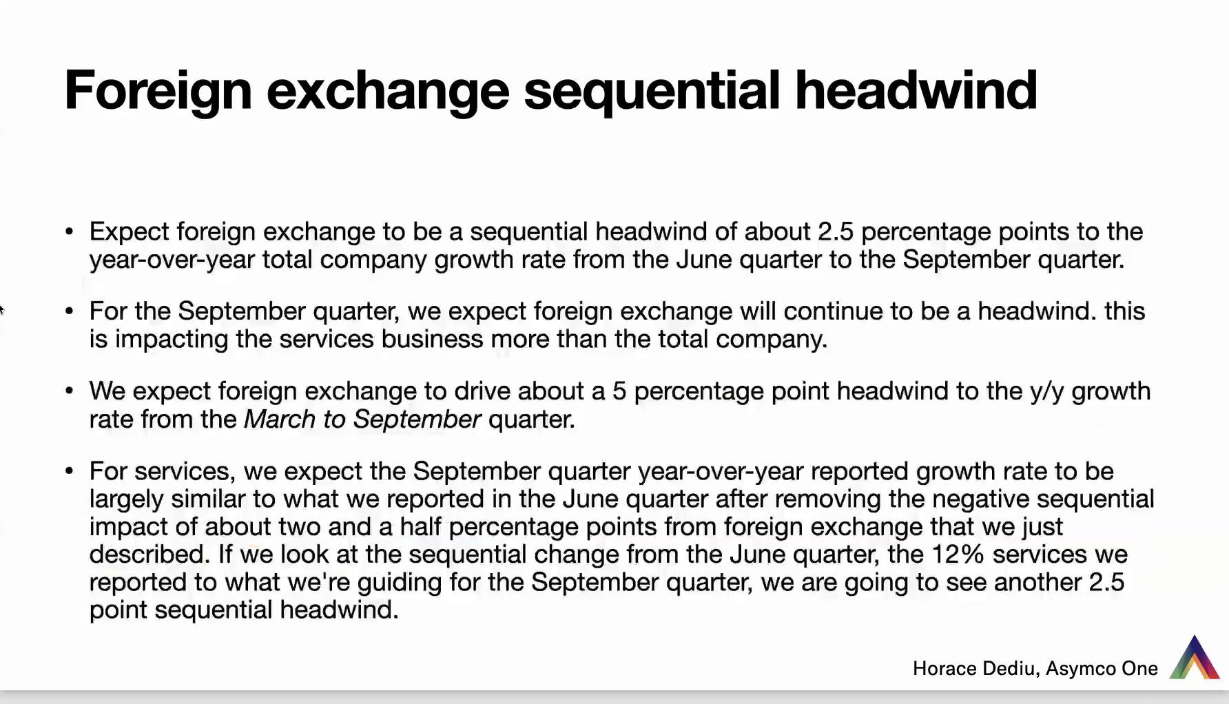 Foreign exchange sequential headwind